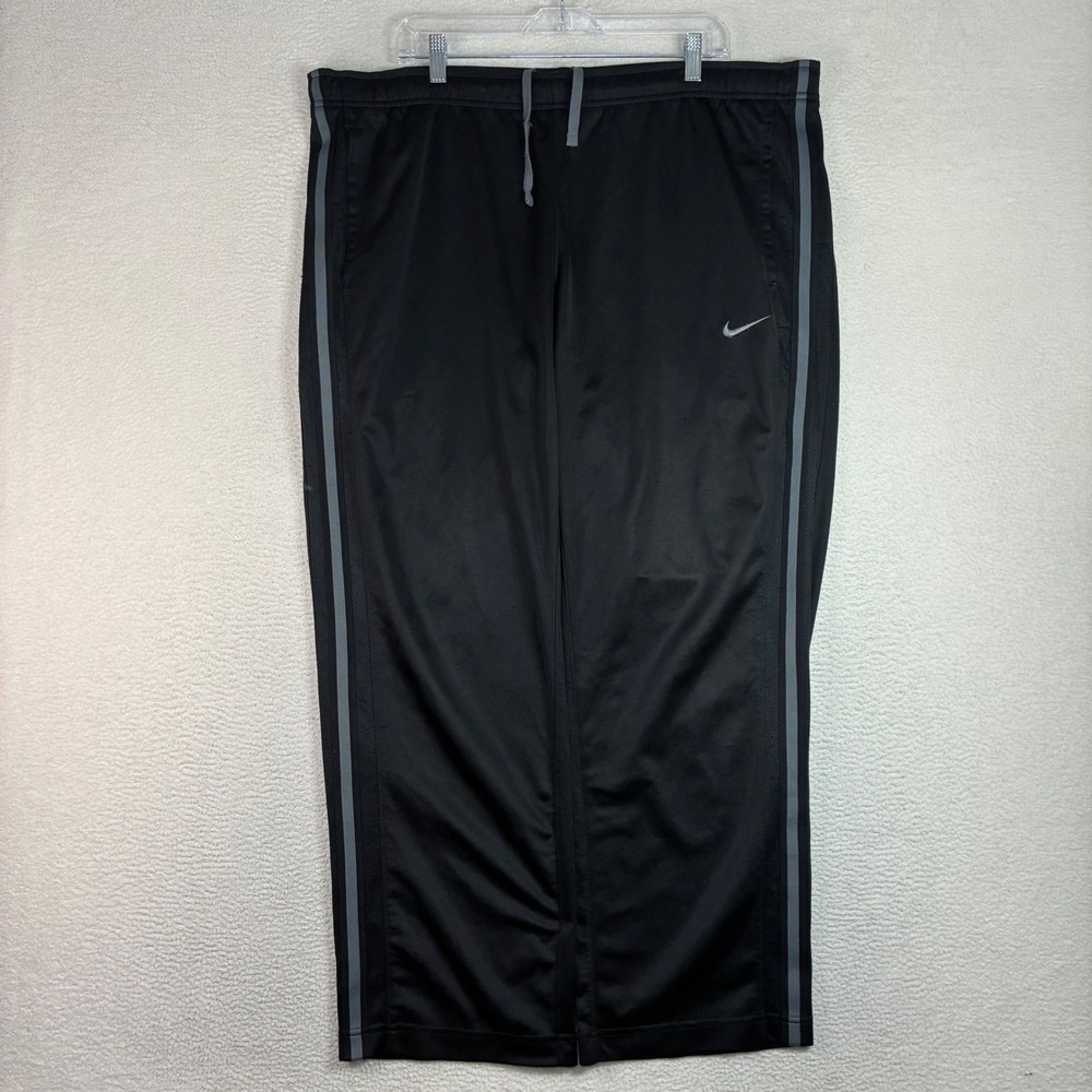 Y2K Nike Track Pants Men XL Black Baggy Drawstring Sweatpant Loose Basketball